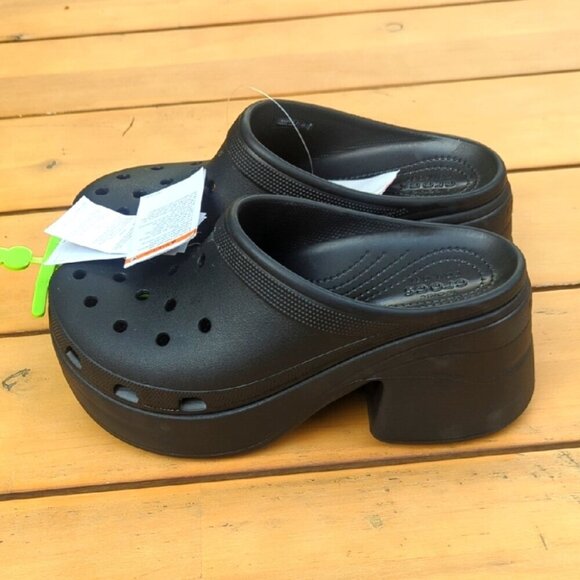 CROCS Unisex Mens 10 Women's 12 Black Siren Elevated Clogs - Size 12 NWT - Picture 1 of 7